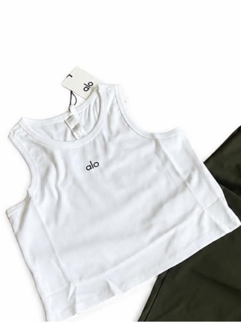 ALO Yoga White Ribbed Kids Tank Top